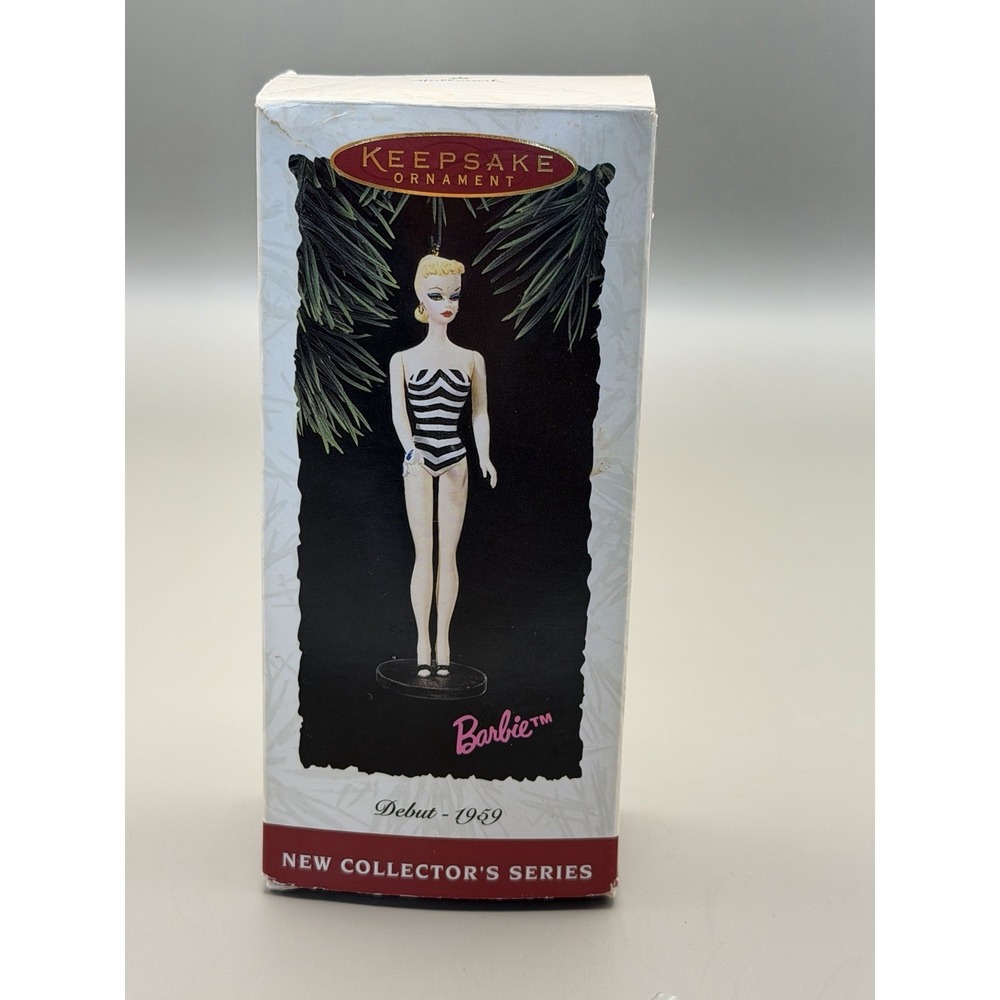Vintage 1994 Hallmark Barbie Ornament Debut 1959 First In Series Swim Suit Box